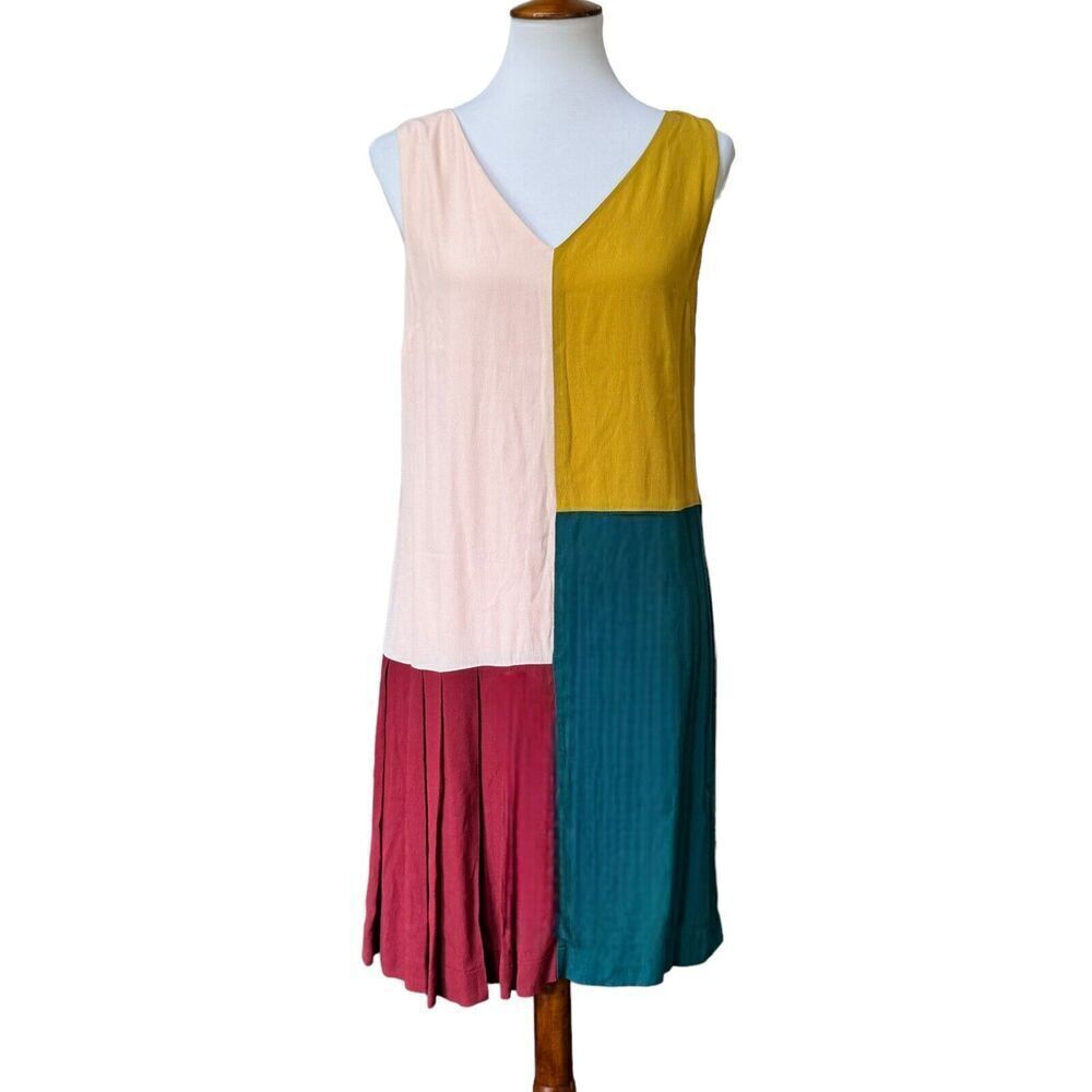 HD In Paris Anthropologie Jules Shift Dress Multicolor Colorblock Sleeveless 6